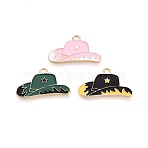 Rack Plating Alloy Enamel Pendants, Hat, Cadmium Free & Nickel Free & Lead Free, Golden, Mixed Color, 15x25x1mm, Hole: 1.8mm(PALLOY-T091-18M-G)
