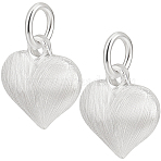 2Pcs 925 Sterling Silver Charms, with Jump Rings, Heart Charms, Silver, 10.5x10x5mm, Hole: 3.4mm(STER-BBC0007-92)