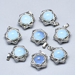 Opalite Pendants, with Platinum Plated Brass Findings, Star of David, 19x15x10.5mm, Hole: 2.5x4.5mm(X-G-R485-01H)