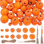Easter DIY Pendant Decoration Making Kits, including Natural Wood Beads, Jute Style Tassel Embellishing Cords Pendant Decorations, Jute Twines, Mixed Color, 6~16x4~15mm, Hole: 2~4mm(DIY-PA0002-20)