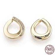 925 Sterling Silver Micro Pave Cubic Zirconia Charms, Teardrop, Nickel Free, Real 18K Gold Plated, 12.5x11.5x3.5mm, Hole: 6x7mm(STER-T004-18G)