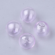 Handmade Blown Glass Beads, Round, Violet, 14x14mm, Hole: 1~2mm(X-BLOW-T001-32A-04)