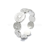 304 Stainless Steel Sun Flower Open Cuff Rings, Stainless Steel Color, Adjustable, 7mm(RJEW-M019-28P)