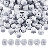 20Pcs Grey Cube Letter Silicone Beads 12x12x12mm Square Dice Alphabet Beads with 2mm Hole Spacer Loose Letter Beads for Bracelet Necklace Jewelry Making, Letter.Y, 12mm, Hole: 2mm(JX436Y)