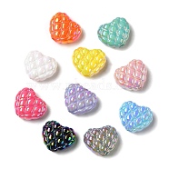 Opaque Acrylic Beads, AB Color, Heart, Mixed Color, 17x20x9mm, Hole: 3.5mm(X-MACR-D025-05)