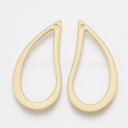 Smooth Surface Alloy Open Back Bezel Pendants, For DIY UV Resin, Epoxy Resin, Pressed Flower Jewelry, teardrop, Matte Gold Color, 34x16.5x1mm, Hole: 1.2mm(PALLOY-S117-133)