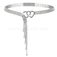 Iron Glass Rhinestone Cup Chain Belt with Brass Heart Buckle, Sparkling Waist Belt for Shirt Dress Decoration, Gray, 47-1/8 inch(119.6cm)(AJEW-WH0505-80)