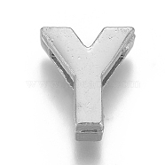 Alloy Slide Charms, Letter Y, 12.5x10.5x4mm, Hole: 1.5x8mm(PALLOY-WH0069-02Y-P)