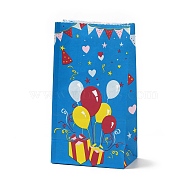 Rectangle Paper Candy Gift Bags, Birthday Christmas Gift Packaging, Balloon & Gift Box Pattern, Deep Sky Blue, Unfold: 13x8x23.5cm(ABAG-C002-01A)