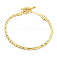 3MM Brass European Style Round Snake Chain Bracelets for Jewelry Making, with Toggle Clasps, Real 18K Gold Plated, 7-3/4 inch(19.8cm)(BJEW-G703-03G)