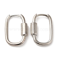 Rack Plating Brass Oval Hoop Earrings for Women, Lead Free & Cadmium Free, Long-Lasting Plated, Platinum, 20.5x14x4mm(EJEW-Z019-06P)