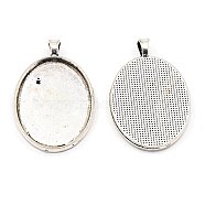 Alloy Pendant Cabochon Settings, Plain Edge Bezel Cups, Cadmium Free & Lead Free, Oval, Antique Silver, Tray: 39.5x30mm, 50x32.5x3mm, Hole: 7mm(PALLOY-2422-AS-LF)