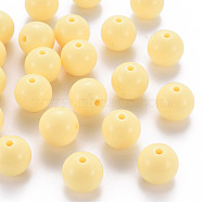 Opaque Acrylic Beads, Round, Yellow, 16x15mm, Hole: 2.8mm, about 220pcs/500g(MACR-S370-C16mm-A10)