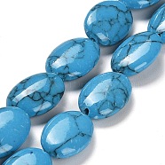 Synthetic Turquoise Beads Strands, Flat Oval, 18x13x6mm, Hole: 1.4mm, about 22pcs/strand, 14.76 inch(37.5cm)(G-C101-C01-01)