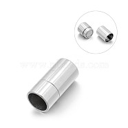 Smooth 304 Stainless Steel Column Magnetic Clasps with Glue-in Ends, Stainless Steel Color, 20x10mm, Hole: 8mm(STAS-E089-12E)