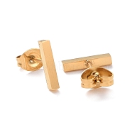 Cuboid Ion Plating(IP) 304 Stainless Steel Stud Crawler Earrings, Hypoallergenic Earrings, Climber Earrings, Golden, 10x2x1.8mm, Pin: 0.8mm(EJEW-O052-45G)