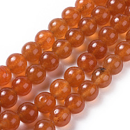 Natural White Jade Beads Strands, Dyed, Imitation Carnelian, Round, 6mm, Hole: 1mm, about 62pcs/strand, 15.1 inch(38.5cm)(G-G796-04B-03)