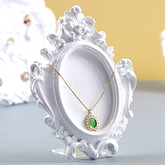 Resin Necklace Jewelry Display Stand, with Plastic Holder, White, 13.15x10x1.45cm(NDIS-H040-01)