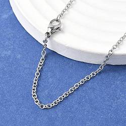 Tarnish Resistant 304 Stainless Steel Cable Chain Necklaces, with Lobster Claw Clasps, Stainless Steel Color, 17.7 inch(45cm)(STAS-O037-120P)