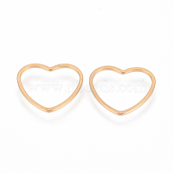 Ion Plating(IP) 304 Stainless Steel Linking Ring, Heart, Real 18K Gold Plated, 14x15.5x1mm(STAS-S079-22B)