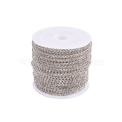 Brass Rhinestone Strass Chains, Rhinestone Cup Chains, Silver, 2mm, about 10m/roll(CHC-CJ0001-52)