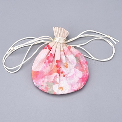 Printed Polyester Drawstring Jewelry Pouches, Double Layer Coin Purse Sachet Jewelry Bag, Flower Pattern, 9x12cm(ABAG-G009-C02)