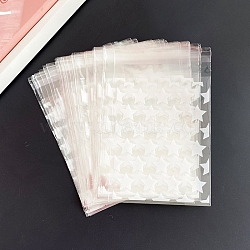 Rectangle PE Plastic Cellophane Bags, Star Pattern, White, 13x8cm(X-PW-WG23395-04)