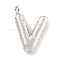 Non-Tarnish 304 Stainless Steel Pendants, Letter Charm, Stainless Steel Color, Letter V, 17x11.5x3mm, Hole: 2mm(STAS-C102-15P-V)