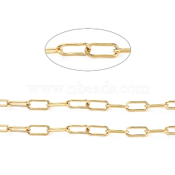 Vacuum Plating 304 Stainless Steel Paperclip Chains, Drawn Elongated Cable Chain, Unwelded, with Spool, Golden, 16.8x7.2x1.5mm, about 32.8 Feet(10m)/roll(CHS-D027-02G)