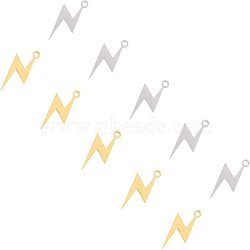 Unicraftale 201 Stainless Steel Laser Cut Pendants, Lightning Bolt, Golden & Stainless Steel Color, 16x7x1mm, Hole: 1.2mm, 2 colors, 6pcs/color, 12pcs/box(STAS-UN0014-26)