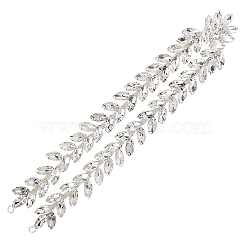 1Pc Shiny Flower Crystal Rhinestone Collar Trim, Flexible Sewing Crafts Bridal Costume Embellishment, Platinum, 450x20.5x6.5mm, Hole: 4mm(DIY-FG0003-38)