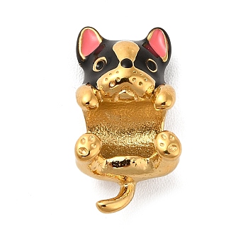 Ion Plating(IP) 304 Stainless Steel Enamel European Beads, Large Hole Beads, Dog, Golden, 16x8.5x7mm, Hole: 4.5mm
