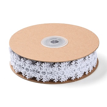 Christmas Snowflake Felt Lace Trim, Polyester Snowflake Trim Embellishment, for Christmas Party Decoration, White, 1 inch(24mm), about 10.94 Yards(10m)/Roll