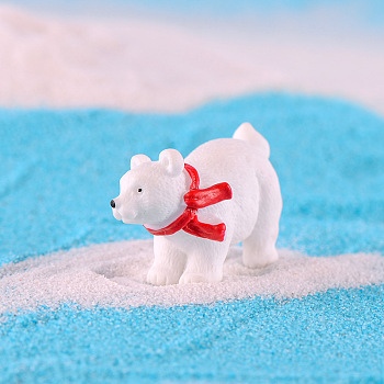Resin Miniature Polar Bear with Hat Ornaments, Micro Landscape Home Dollhouse Accessories, Pretending Prop Decorations, White, 40mm