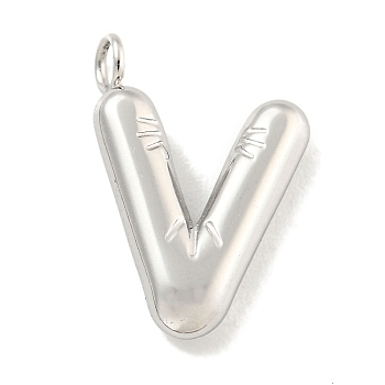 Non-Tarnish 304 Stainless Steel Pendants, Letter Charm, Stainless Steel Color, Letter V, 17x11.5x3mm, Hole: 2mm