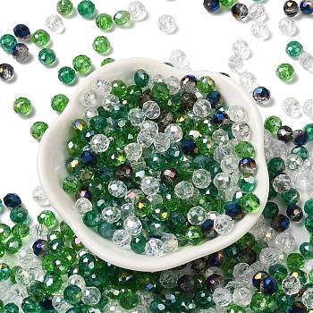 Glass Beads, Faceted, Rondelle, Dark Green, 6x5mm, Hole: 1mm, about 2360pcs/500g