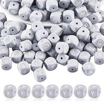 20Pcs Grey Cube Letter Silicone Beads 12x12x12mm Square Dice Alphabet Beads with 2mm Hole Spacer Loose Letter Beads for Bracelet Necklace Jewelry Making, Letter.Y, 12mm, Hole: 2mm