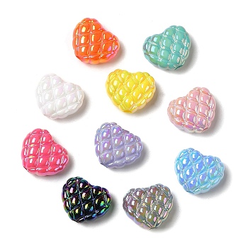 Opaque Acrylic Beads, AB Color, Heart, Mixed Color, 17x20x9mm, Hole: 3.5mm