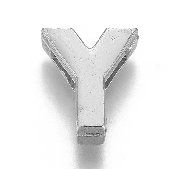 Alloy Slide Charms, Letter Y, 12.5x10.5x4mm, Hole: 1.5x8mm