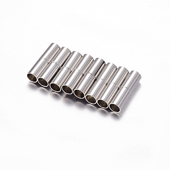 Brass Magnetic Clasps, Column, Platinum, 18x5mm, Hole: 4mm
