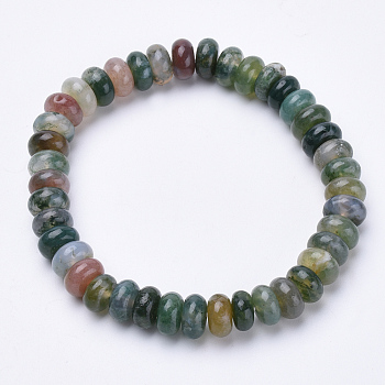 Natural Indian Agate  Beaded Stretch Bracelets, Abacus, 2-1/4 inch~2-1/4 inch(56~58mm)