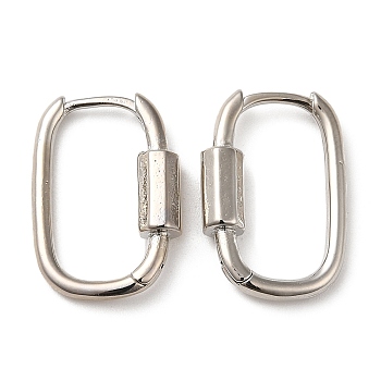 Rack Plating Brass Oval Hoop Earrings for Women, Lead Free & Cadmium Free, Long-Lasting Plated, Platinum, 20.5x14x4mm