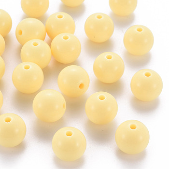 Opaque Acrylic Beads, Round, Yellow, 16x15mm, Hole: 2.8mm, about 220pcs/500g