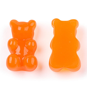 Resin Cabochons, Bear, Orange, 17.5x10.5x7.5mm