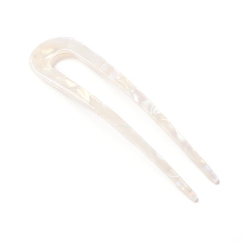 Cellulose Acetate(Resin) Hair Forks, U-shaped, White, 110x28x3mm