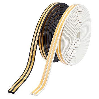 2Rolls 2 Colors EPDM Rubber D-Shaped Sealing Strip, Pressure Sensitive Adbesive, for Door & Window Foam Seal Strip, Mixed Color, 18.5x7mm, Hole: 3x5mm, about 4m/roll, 1roll/color