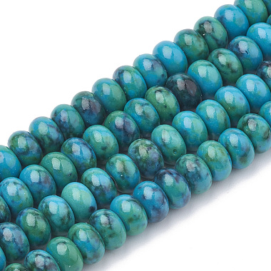 Dark Turquoise Rondelle Ocean White Jade Beads