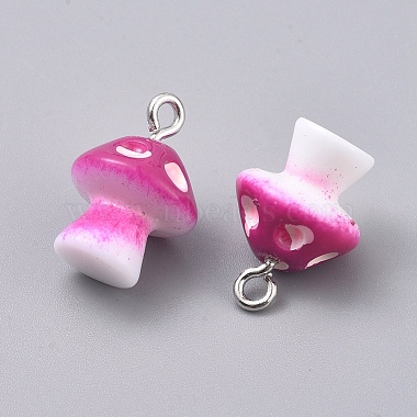 Platinum Camellia Mushroom Plastic Pendants