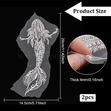 2Pcs Mermaid Computerized Embroidery Cloth Sew On Sequins Patches(PATC-BC0001-01)-2