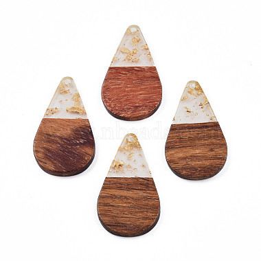 Transparent Resin & Walnut Wood Pendants(RESI-N025-030-A01)-2